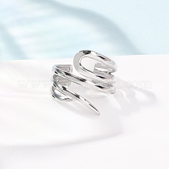 Irregular Line 304 Stainless Steel Cuff Open Rings&nbsp;RJEW-P191-16P