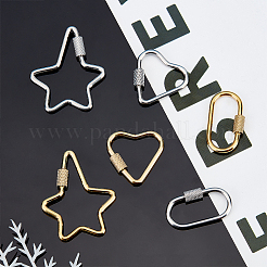 6Pcs 6 Styles 304 Stainless Steel Screw Carabiner Lock Charms&nbsp;STAS-UN0040-79