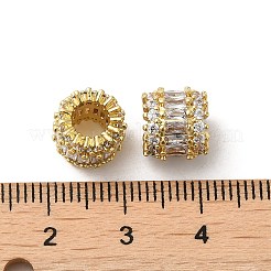 Rack Plating Brass Micro Pave Cubic Zirconia European Beads&nbsp;KK-K377-10G