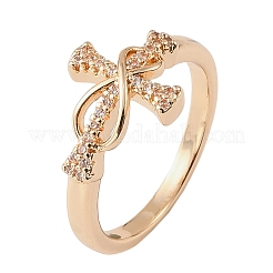 Brass Micro Pave Cubic Zirconia Finger Rings&nbsp;CU-Z001-01G