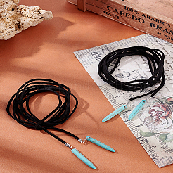 2Pcs Velvet Cord & Synthetic Turquoise Lariat Necklaces&nbsp;NJEW-LP0001-58