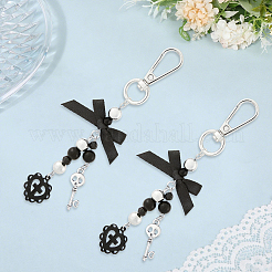 2Pcs Butterfly with Skull & Heart Alloy  Pendant Decorations&nbsp;HJEW-BBC0001-23
