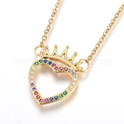 Brass Micro Pave Cubic Zirconia Pendant Necklaces&nbsp;NJEW-O108-18P