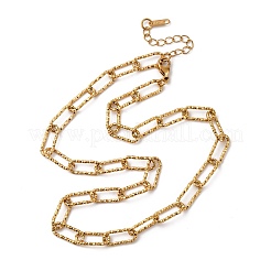 304 Stainless Steel Textured Paperclip Chain Necklaces for Women Men&nbsp;NJEW-A052-01G