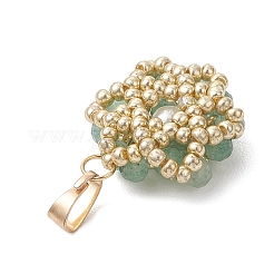 Natural Green Aventurine Faceted Round Cluster Flower Pendants&nbsp;PALLOY-MZ01197-04