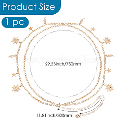 Alloy Moon Sun Star Double Layer Tassel Waist Chains&nbsp;AJEW-GF0013-25G