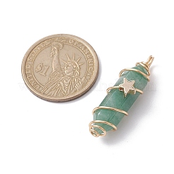 Natural Green Aventurine Copper Wire Wrapped Pointed Pendants&nbsp;PALLOY-JF02535-05