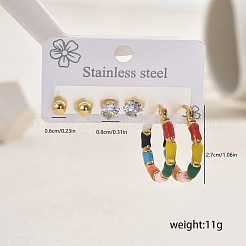 3 Pairs 201 Stainless Steel Classic Sweet Earring Sets&nbsp;SI9311