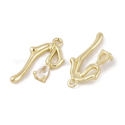 Brass Micro Pave Clear Cubic Zirconia Pendants&nbsp;LS-KK-L212-06G