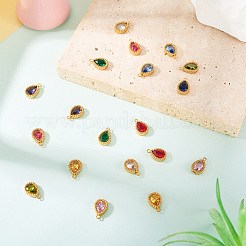 20Pcs 10 Colors 304 Stainless Steel Micro Pave Cubic Zirconia Charms&nbsp;STAS-TA0002-93