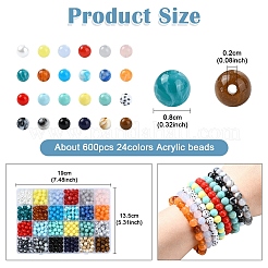 600Pcs 24 Colors Opaque Acrylic Beads&nbsp;MACR-YW0003-26