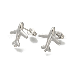 304 Stainless Steel Airplane Stud Earrings for Women&nbsp;EJEW-U027-02P