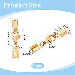 30Pcs 304 Stainless Steel Lobster Claw Clasps with Cord Ends&nbsp;STAS-PH0007-10G