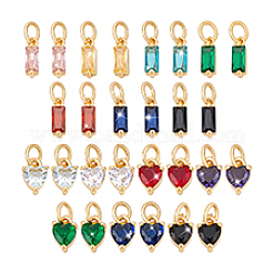 28Pcs 14 Colors Brass Micro Pave Cubic Zirconia Charms&nbsp;ZIRC-PH0014-12