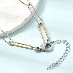 5MM Duo Tone 304 Stainless Steel Textured Paperclip Chain Necklaces for Women Men&nbsp;SA-CBA37BC-20GP