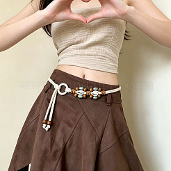 Boho Wood Beaded Flower Cotton Cord Tie Waist Belts for Women&nbsp;FS-WGD9DFE-01