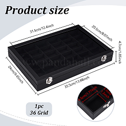 MDF Covered with PU Leather Jewelry Display Cases with Visible Window&nbsp;ODIS-WH0007-93