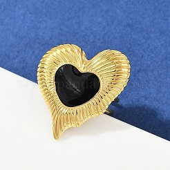 Heart 304 Stainless Steel Enamel Finger Rings for Women&nbsp;RJEW-G355-09G