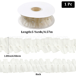 Polyester with Plastic Pearl Bead Wrinkle Ribbon&nbsp;OCOR-WH20003-63C