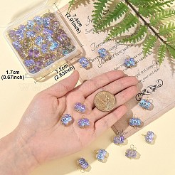 50Pcs Electroplated Transparent Glass Flower Connector Charms&nbsp;PALLOY-YW00044