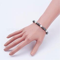 Pearlized Glass Round Beads Stretch Bracelets&nbsp;BJEW-JB02846-01
