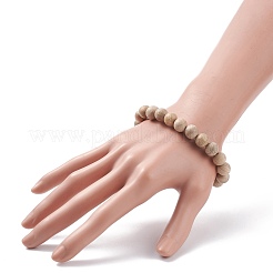 Natural Wood Round Beaded Stretch Bracelet&nbsp;BJEW-JB08213