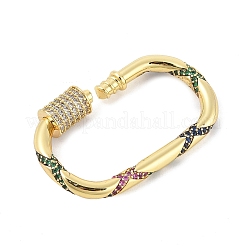 Brass Micro Pave Colorful Cubic Zirconia Keychain Clasps&nbsp;KK-P299-09C-G