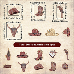 40Pcs 10 Styles West Cowboy Theme Alloy Enamel Pendants&nbsp;ENAM-SC0006-33