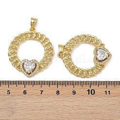 Brass Micro Pave Cubic Zirconia Pendants&nbsp;KK-I358-068G-05