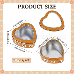 20Pcs Tinplate Flower Heart Shaped Gift Boxes with Clear Window Lid&nbsp;CON-PH0003-21