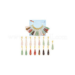 15Pcs Teardrop Mixed Natural Gemstone Charm Locking Stitch Markers&nbsp;HJEW-AB00650