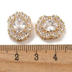 Oval Brass Micro Pave Cubic Zirconia Beads&nbsp;KK-U037-04G-02