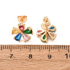Brass Micro Pave Cubic Zirconia Stud Earrings for Women&nbsp;KK-CBACC01-06G