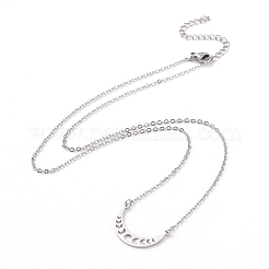 Alloy Moon Phase Pendant Necklace for Women&nbsp;LS-NJEW-G030-01P