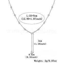 Sterling Silver Zircon Pendant Long Tassel Necklace for Women Elegant Daily Wear&nbsp;LD8156