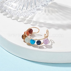 Chakra Theme Natural & Synthetic Mixed Gemstone Cuff Earrings&nbsp;EJEW-JE05698-02