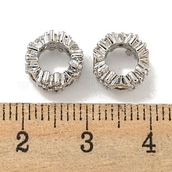 Rack Plating Brass Micro Pave Clear Cubic Zirconia European Beads&nbsp;KK-L215-012P