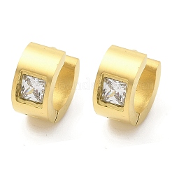 304 Stainless Steel Micro Pave Clear Cubic Zirconia Huggie Hoop Earrings&nbsp;EJEW-C096-55G