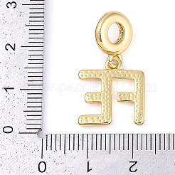 Rack Plating Brass Word FE European Dangle Charms&nbsp;KK-P287-08G
