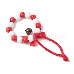 3Pcs Wood Beads Christmas Wreath Pendant Decoration&nbsp;HJEW-JM03829