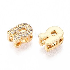 Brass Micro Pave Clear Cubic Zirconia Beads&nbsp;KK-T071-17G-R