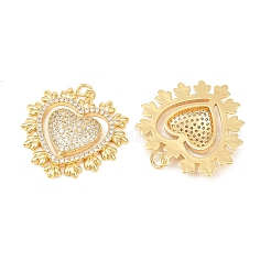 Brass Micro Pave Clear Cubic Zirconia Pendants&nbsp;KK-C166-04G