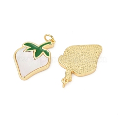 Brass Pave Natural White Shell Pendants&nbsp;KK-U058-06G