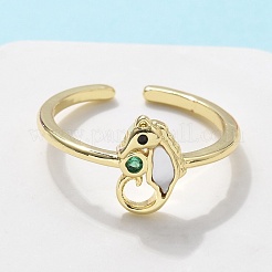 Brass Micro Pave Cubic Zirconia Cuff Rings for Women&nbsp;RJEW-C126-05G