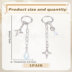 1 Pair Alloy Star Tassel Hoop Earrings&nbsp;EJEW-LP0007-120