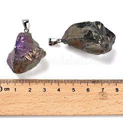 Electroplated Raw Natural Quartz Crystal Pendants&nbsp;G-Q481-20P-05