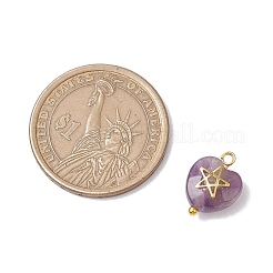 15Pcs 15 Styles Gemstone Faceted Hearted Charms with Brass Sun Star Moon Slices&nbsp;PALLOY-JF03282