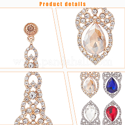 4 Pairs 4 Colors Rhinestone Teardrop Dangle Stud Earrings&nbsp;EJEW-AN0004-22