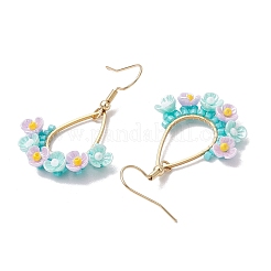 Resin & Glass Seed Beads Teardrop Dangle Earrings&nbsp;EJEW-MZ00401-02