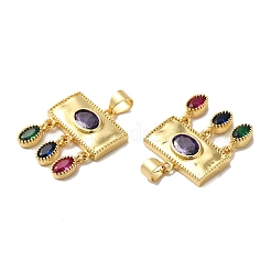 Rack Plating Brass Pave Cubic Zirconia Pendants&nbsp;KK-O142-45G